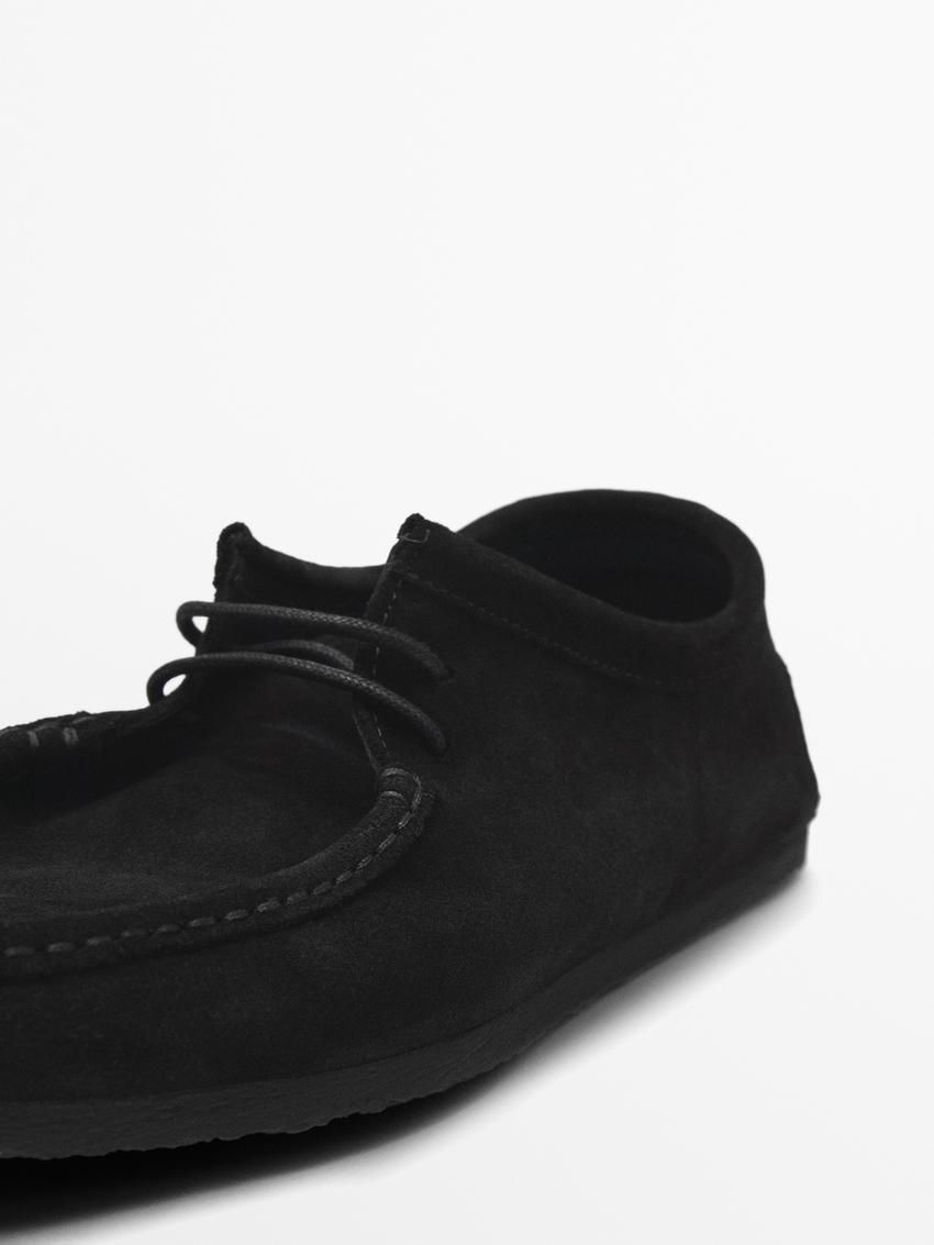 Massimo Dutti Soft Split With Moc Toe Men Leather Shoes Black | US-KC2530681
