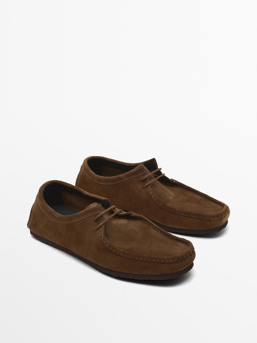 Massimo Dutti Soft Split With Moc Toe Men Leather Shoes Brown | US-ZV3720846