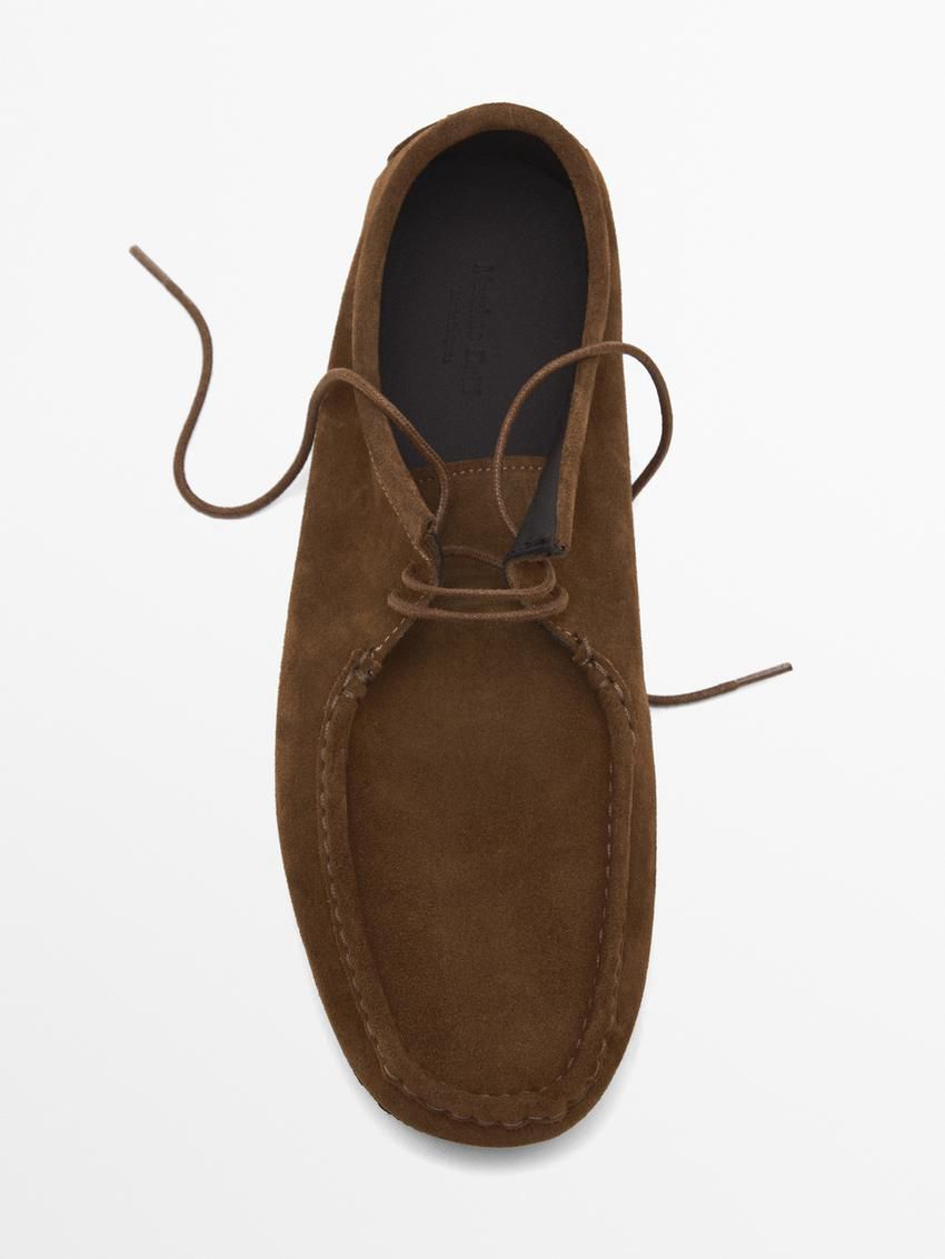 Massimo Dutti Soft Split With Moc Toe Men Leather Shoes Brown | US-ZV3720846