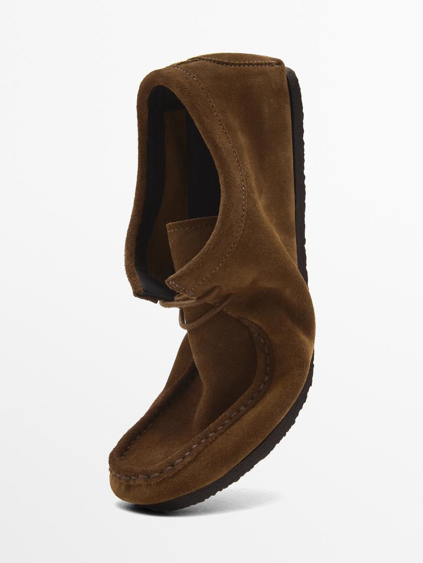 Massimo Dutti Soft Split With Moc Toe Men Leather Shoes Brown | US-ZV3720846
