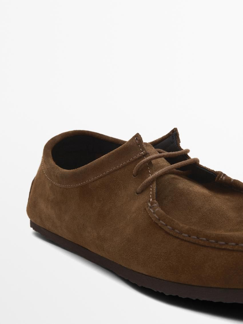 Massimo Dutti Soft Split With Moc Toe Men Leather Shoes Brown | US-ZV3720846