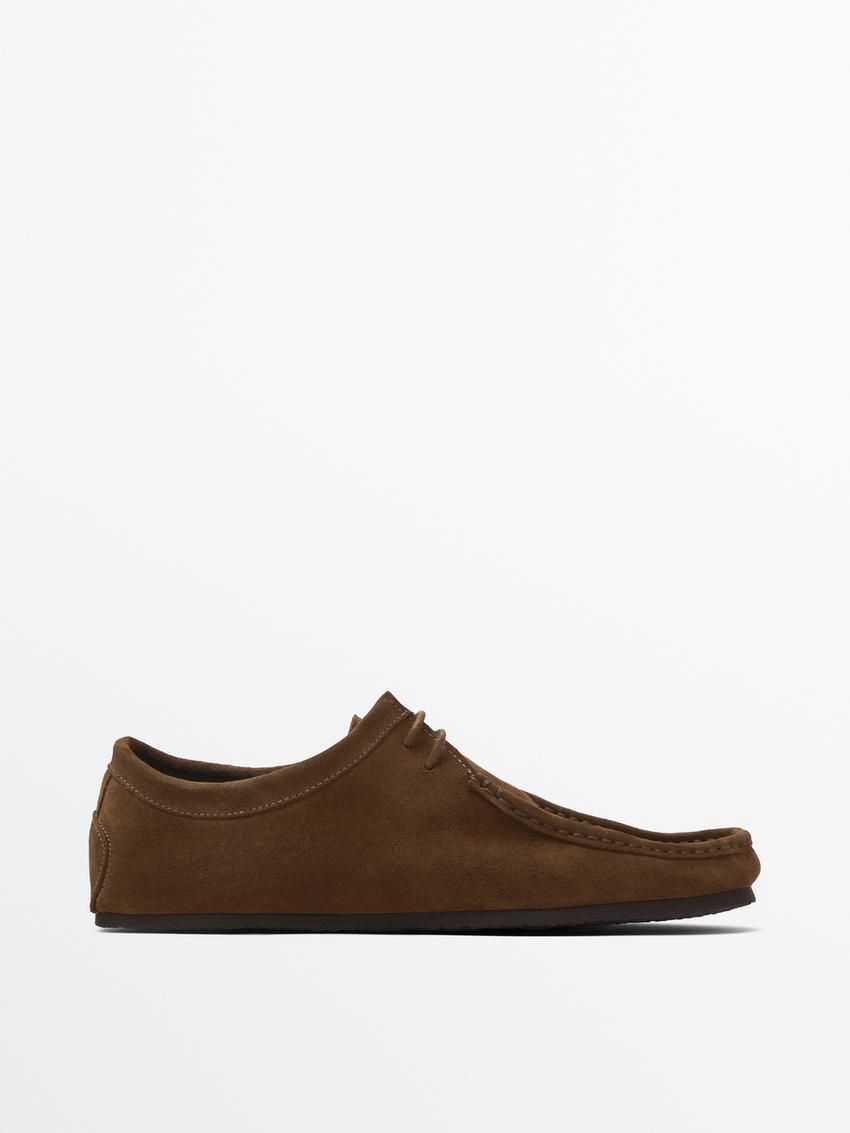 Massimo Dutti Soft Split With Moc Toe Men Leather Shoes Brown | US-ZV3720846