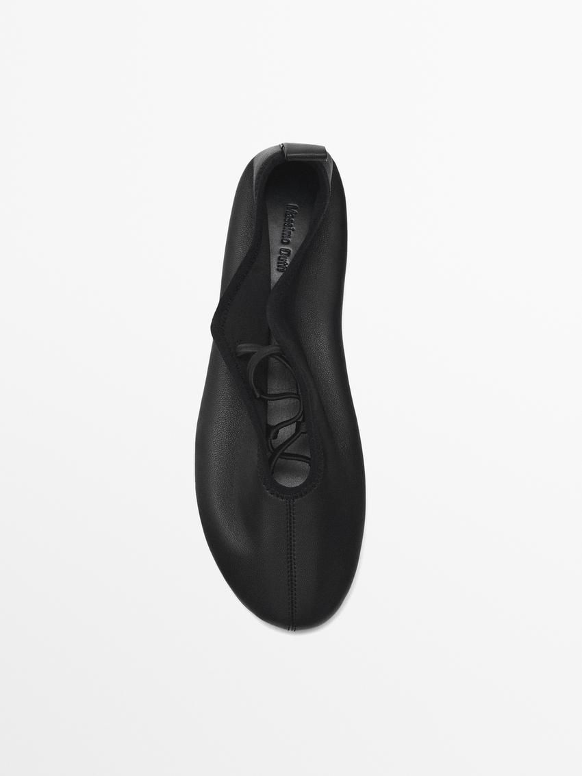 Massimo Dutti Soft Stretch Women Ballet Flats Black | US-QL9534862