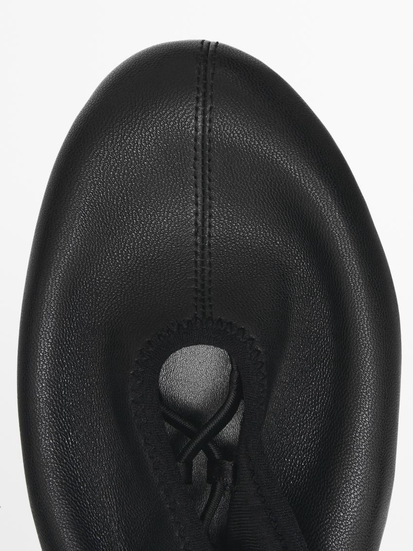 Massimo Dutti Soft Stretch Women Ballet Flats Black | US-QL9534862