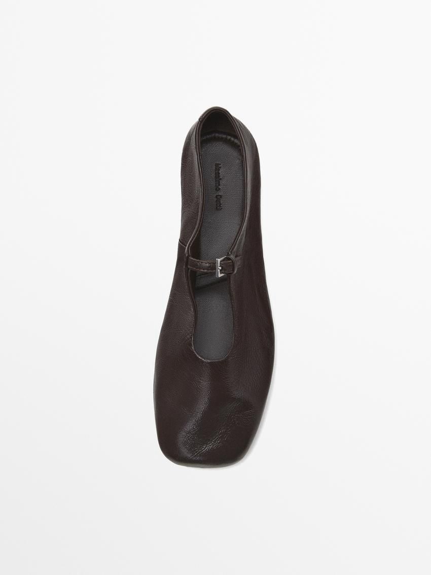 Massimo Dutti Soft With Buckle Women Ballet Flats Dark Brown | US-MH8290457
