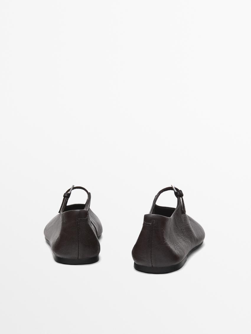 Massimo Dutti Soft With Buckle Women Ballet Flats Dark Brown | US-MH8290457