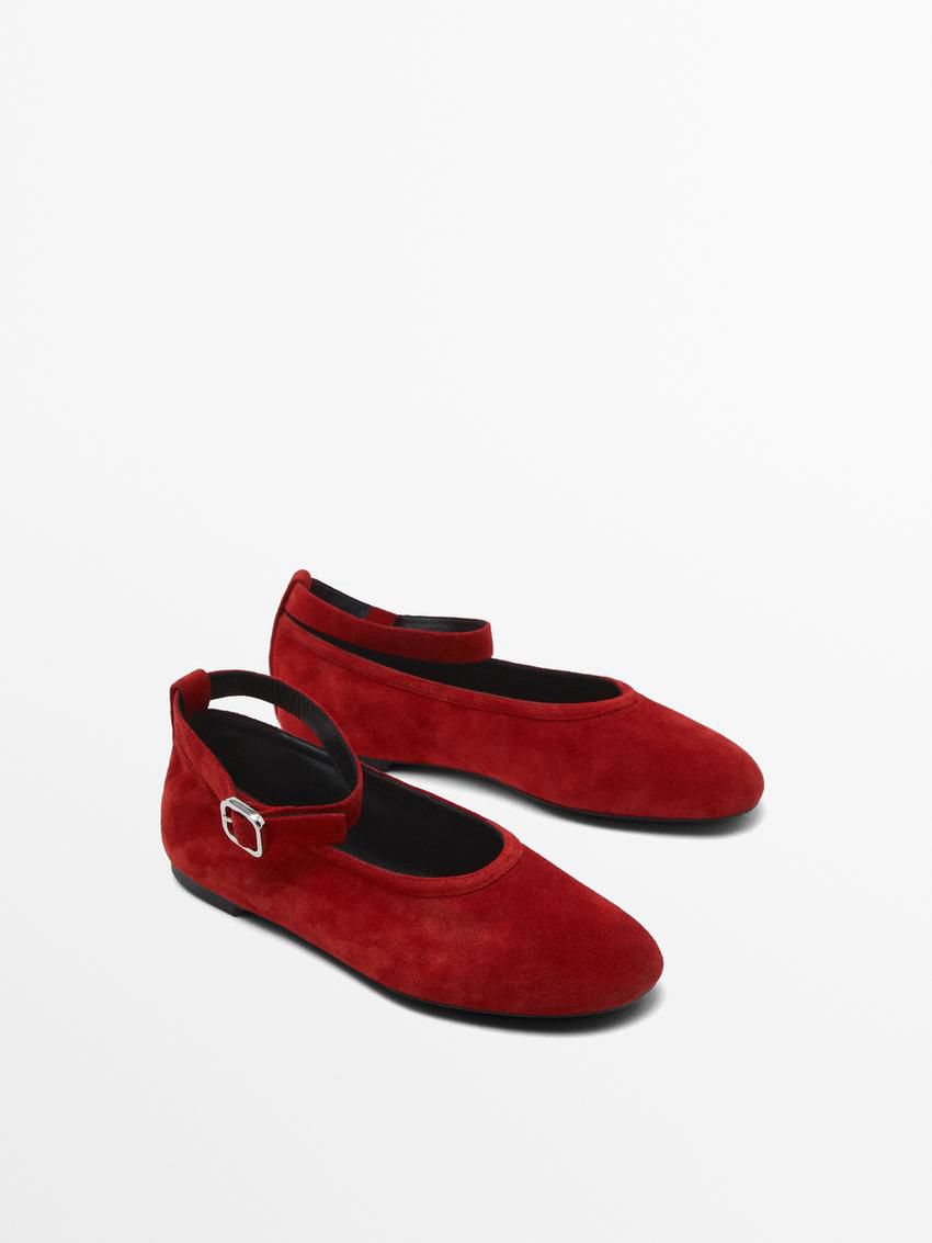 Massimo Dutti Soft With Detachable Ankle Strap Women Ballet Flats Red | US-GD4619835