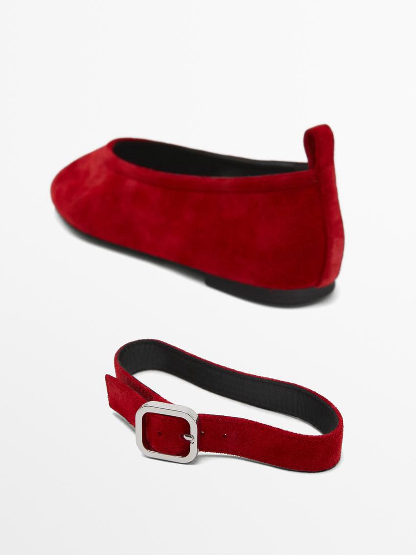 Massimo Dutti Soft With Detachable Ankle Strap Women Ballet Flats Red | US-GD4619835