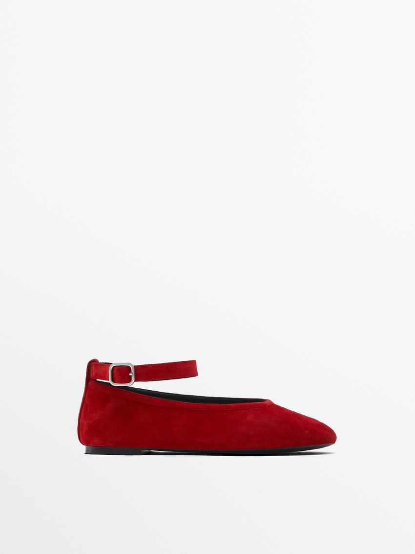 Massimo Dutti Soft With Detachable Ankle Strap Women Ballet Flats Red | US-GD4619835
