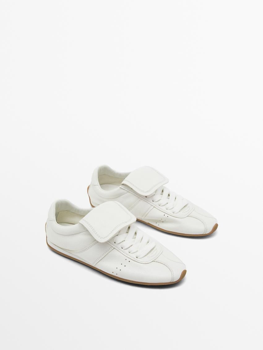 Massimo Dutti Soft With Flap Detail Women Sneakers White | US-PC0978123