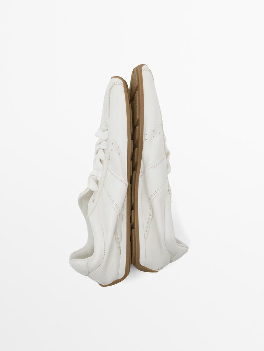 Massimo Dutti Soft With Flap Detail Women Sneakers White | US-PC0978123