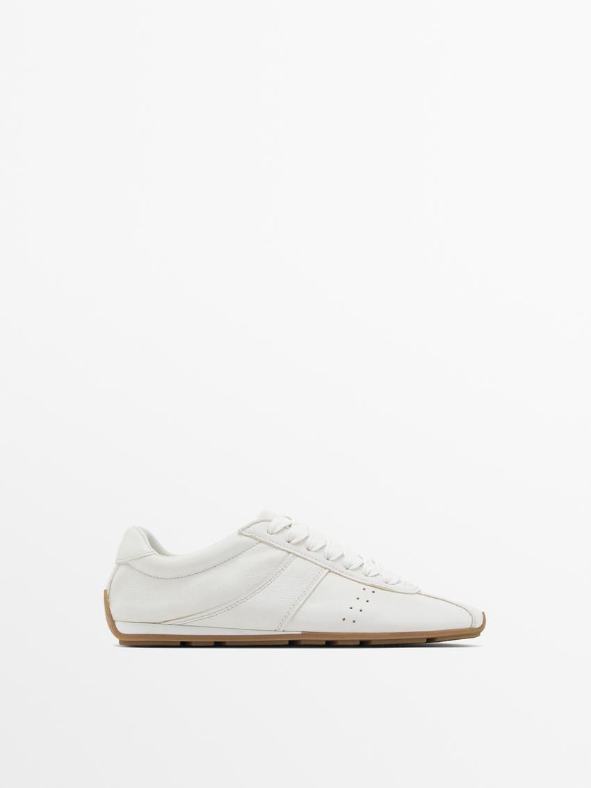Massimo Dutti Soft With Flap Detail Women Sneakers White | US-PC0978123