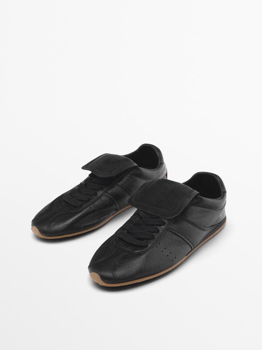 Massimo Dutti Soft With Flap Detail Women Sneakers Black | US-WK6827493