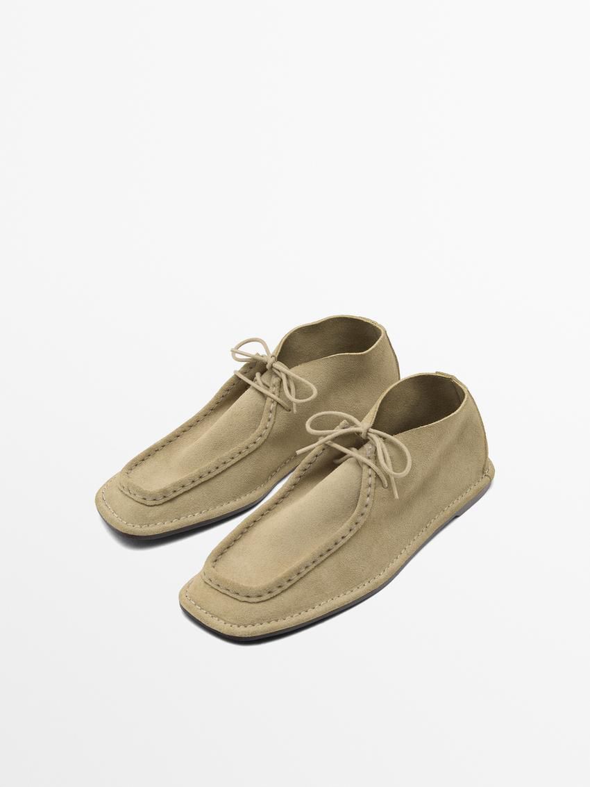 Massimo Dutti Soft Women Flat Shoes Khaki | US-UI9713420