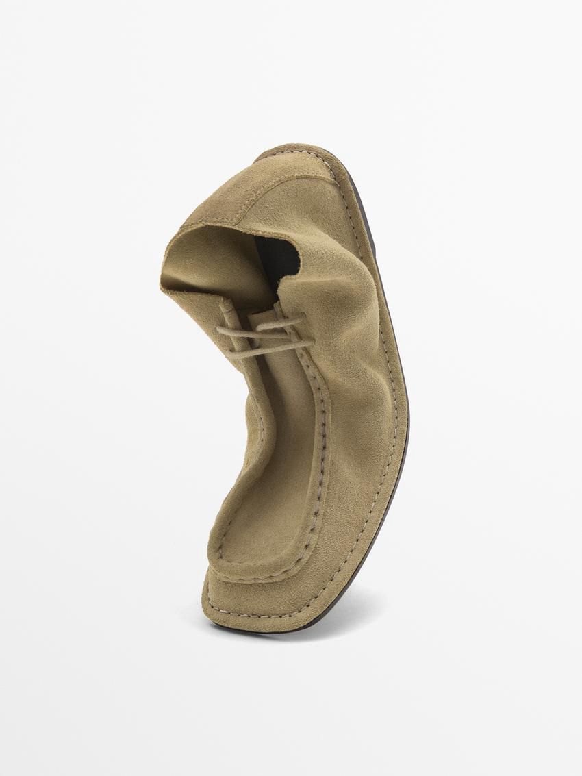 Massimo Dutti Soft Women Flat Shoes Khaki | US-UI9713420