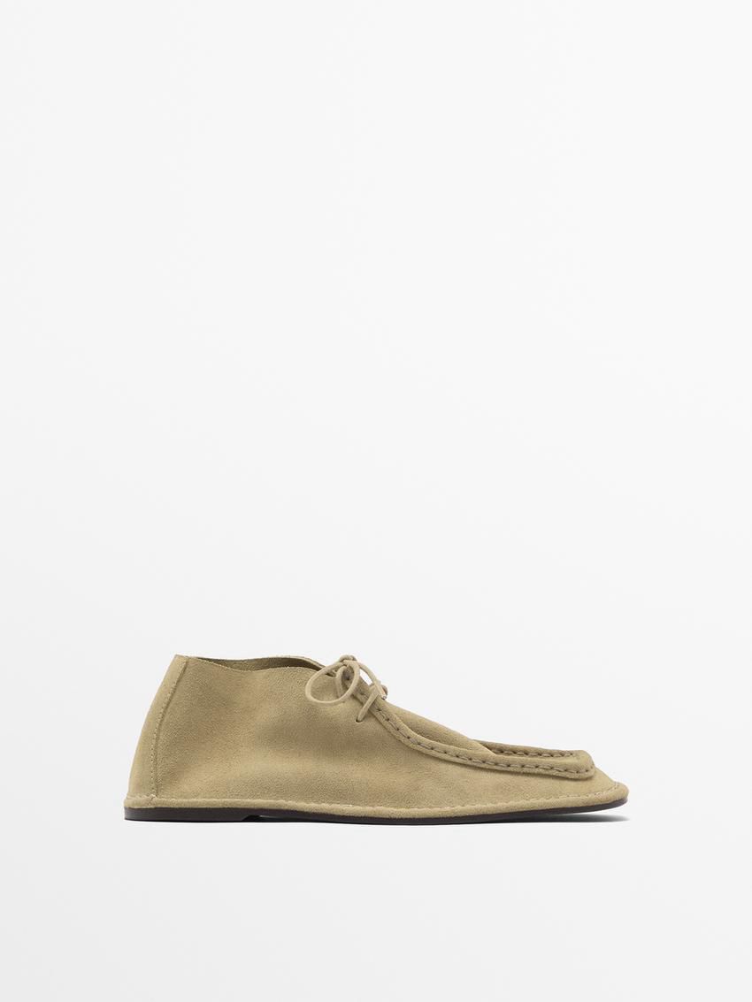 Massimo Dutti Soft Women Flat Shoes Khaki | US-UI9713420