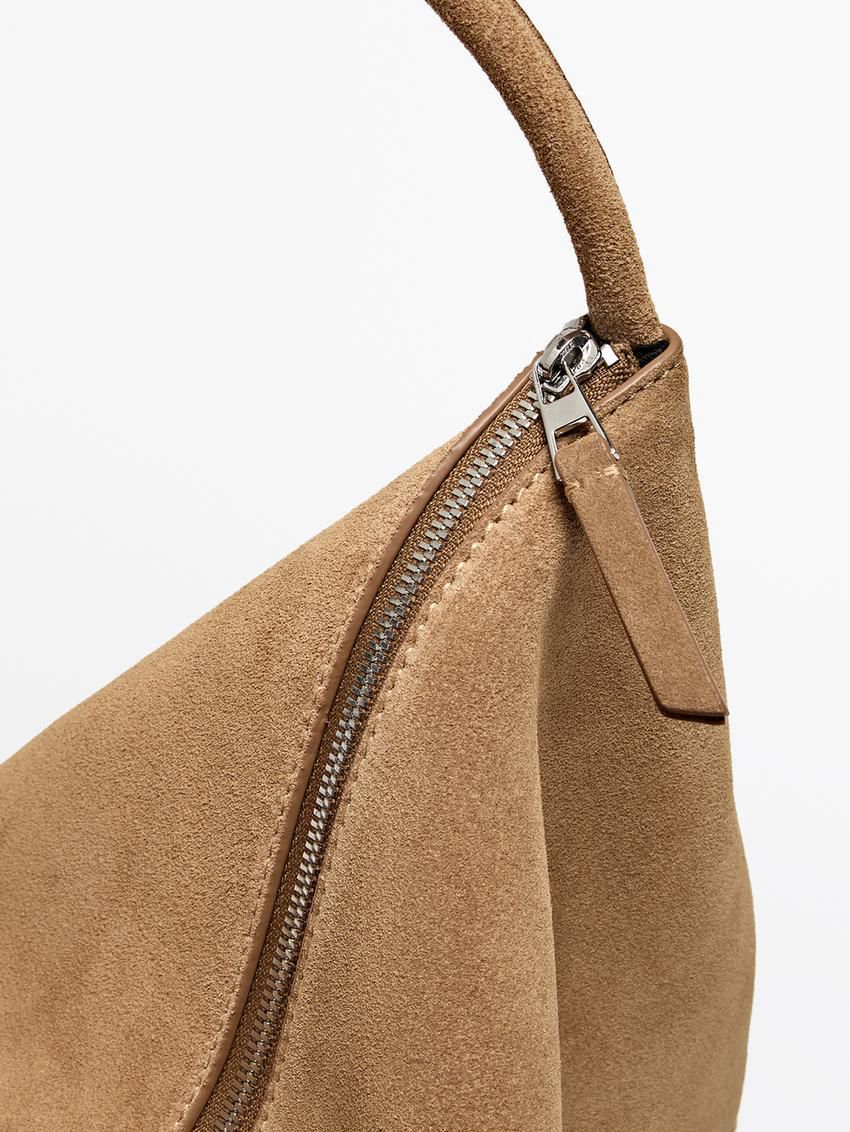 Massimo Dutti Split Cowhide Leather Women Handbag Brown | US-IB0264389