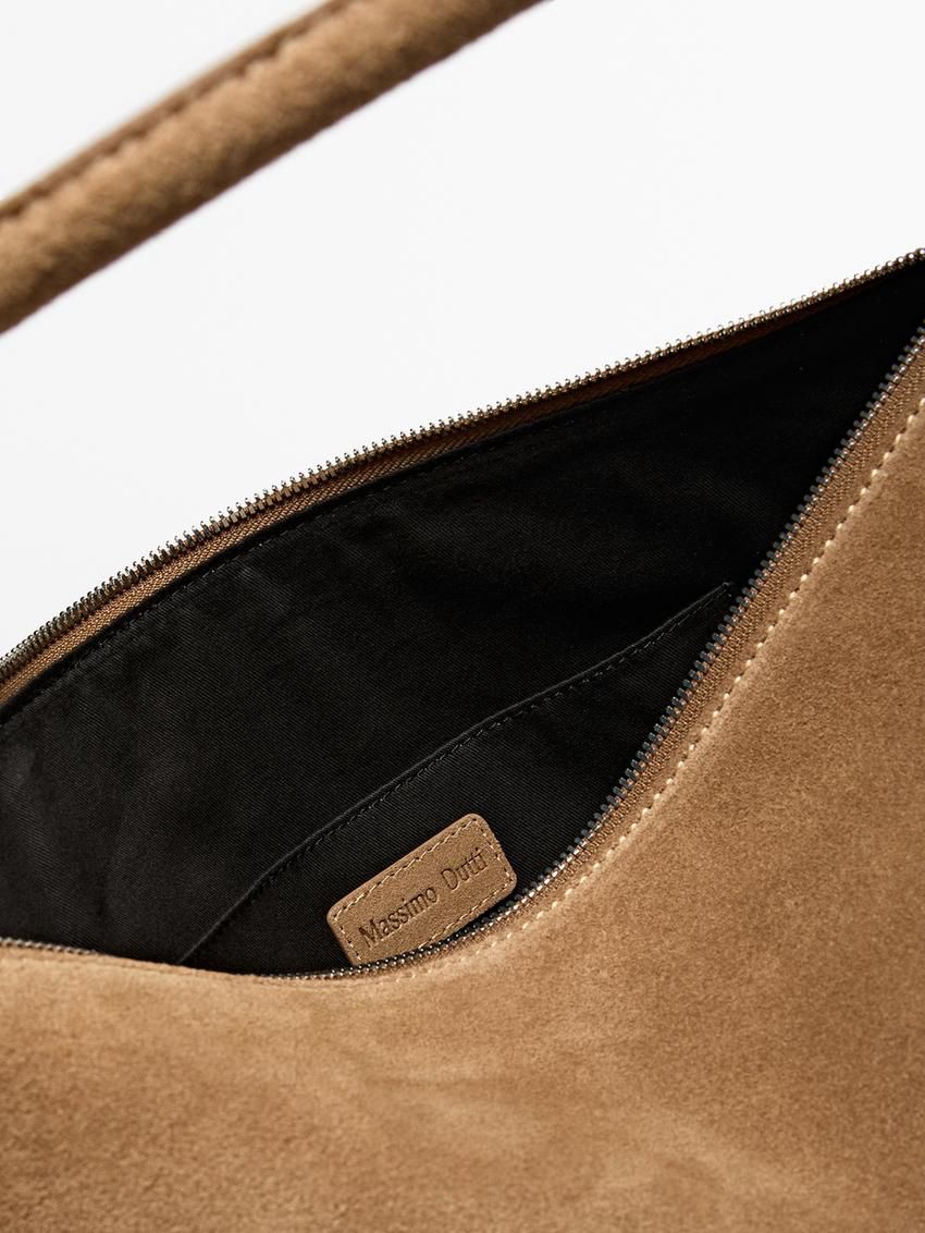 Massimo Dutti Split Cowhide Leather Women Handbag Brown | US-IB0264389