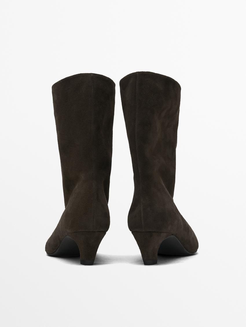 Massimo Dutti Split Leather High-heel Women Ankle Boots Dark Brown | US-ZA0425976