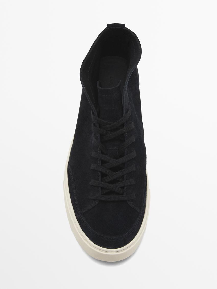 Massimo Dutti Split Leather High-top Men Sneakers Navy | US-RY7120698