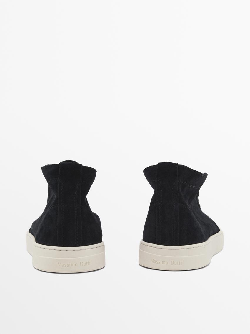 Massimo Dutti Split Leather High-top Men Sneakers Navy | US-RY7120698