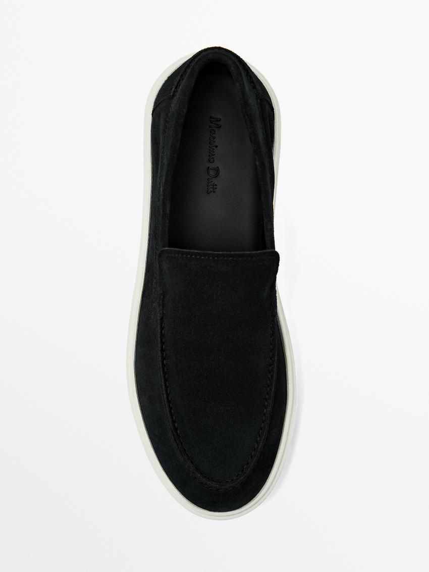 Massimo Dutti Split Leather Men Loafers Navy | US-JD7190362