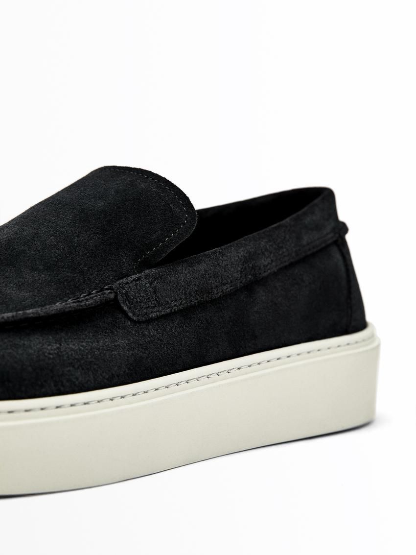 Massimo Dutti Split Leather Men Loafers Navy | US-JD7190362
