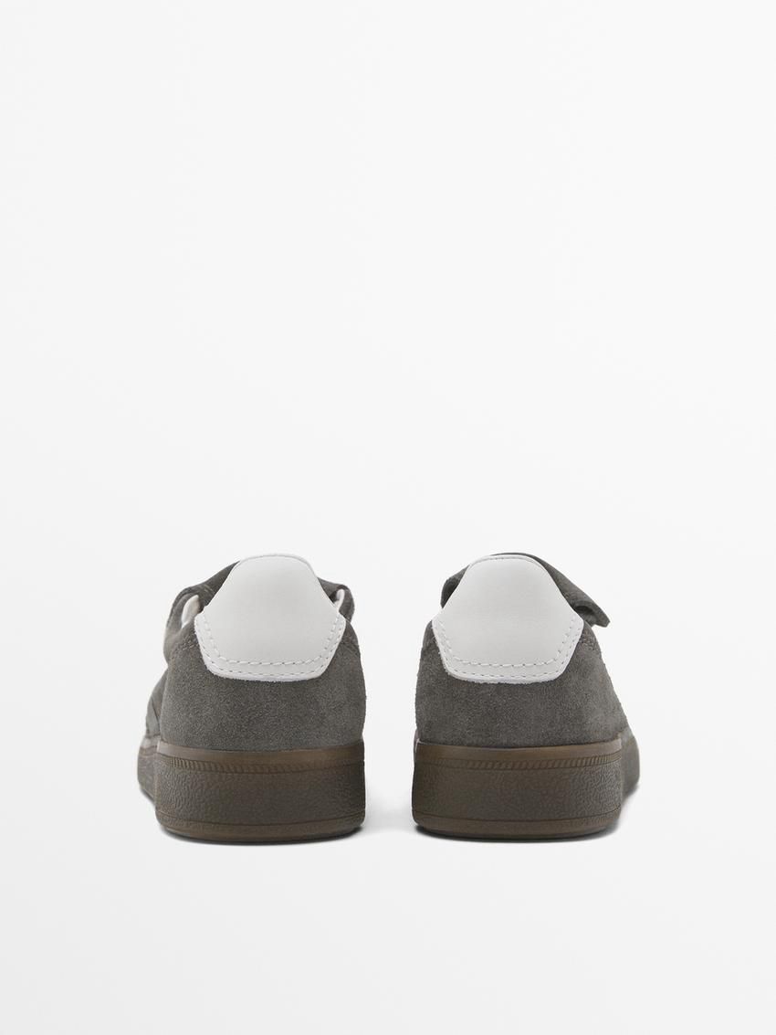 Massimo Dutti Split Leather With Flap Women Sneakers Dark Grey | US-LJ4519302