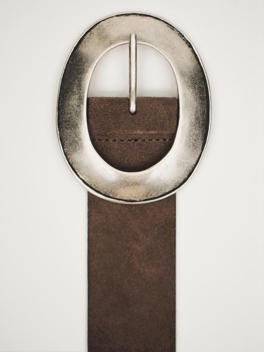 Massimo Dutti Split Leather With Oval Buckle Women Belt Brown | US-QJ1983045