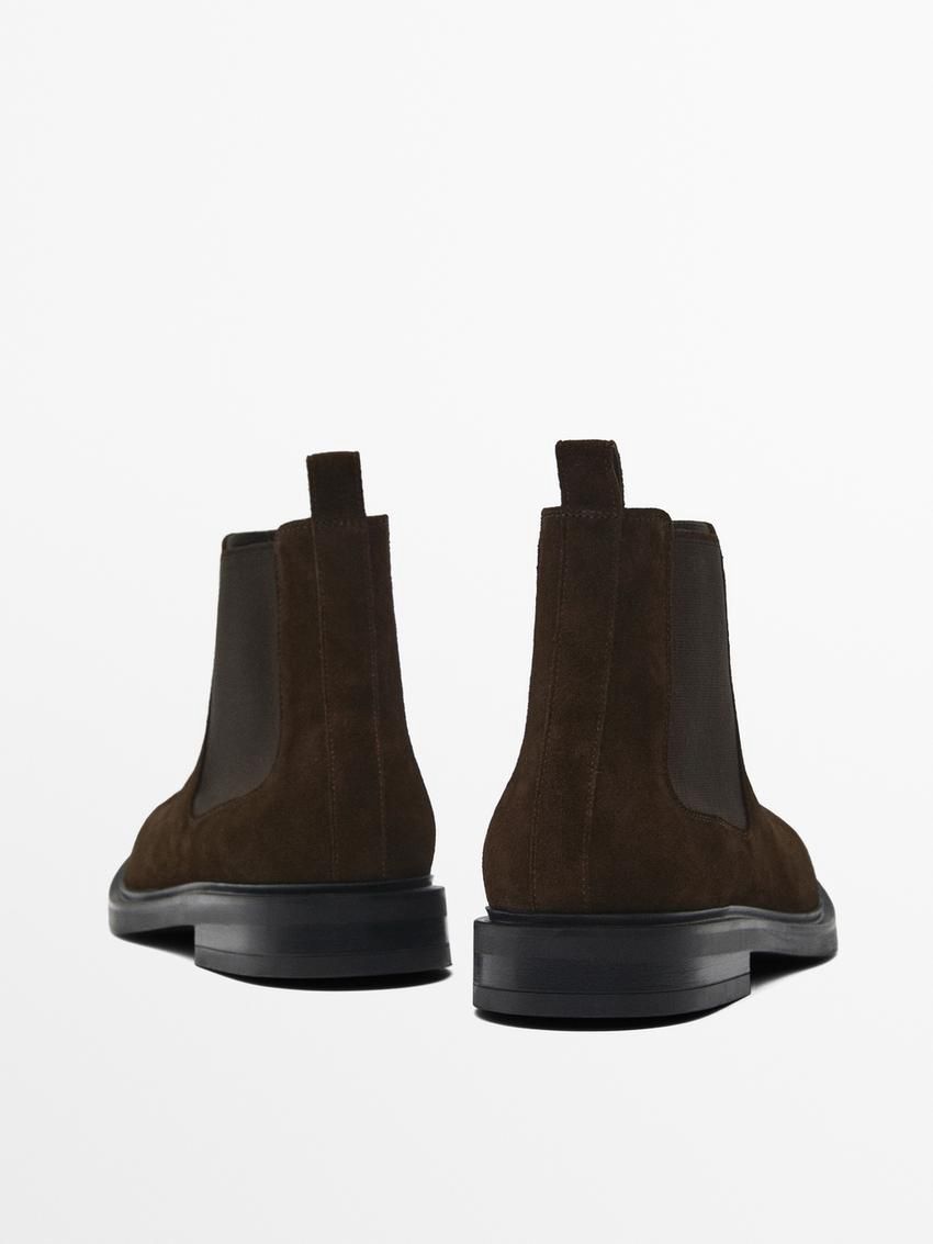 Massimo Dutti Split Suede Ankle Men Chelsea Boots Dark Brown | US-RI9120843