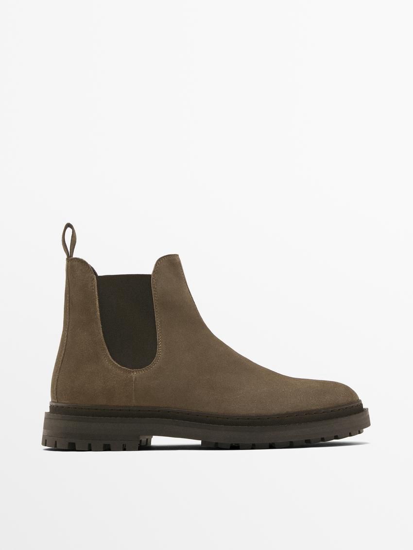 Massimo Dutti Split Suede Ankle Men Chelsea Boots Brown Beige | US-VQ2675903