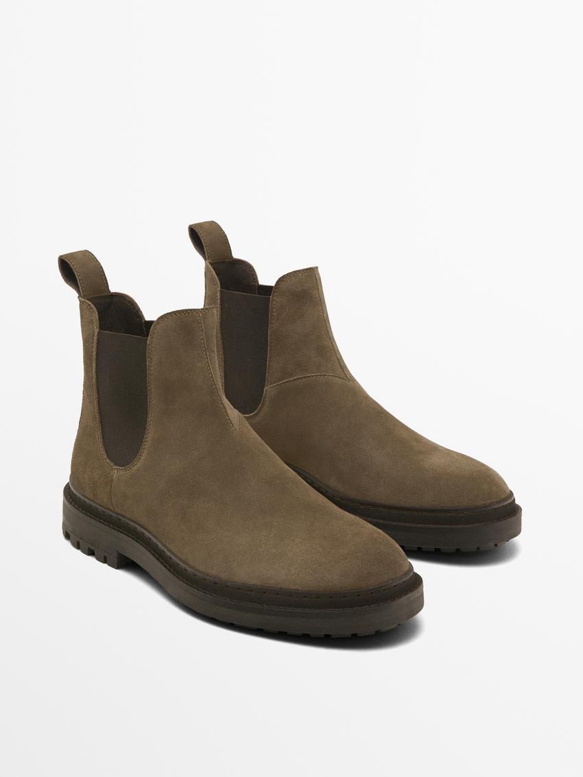 Massimo Dutti Split Suede Ankle Men Chelsea Boots Brown Beige | US-VQ2675903