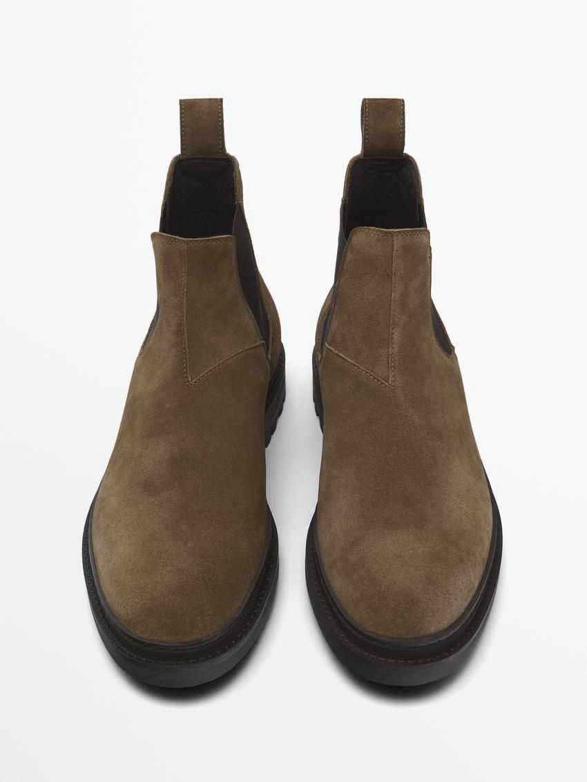 Massimo Dutti Split Suede Ankle Men Chelsea Boots Brown Beige | US-VQ2675903