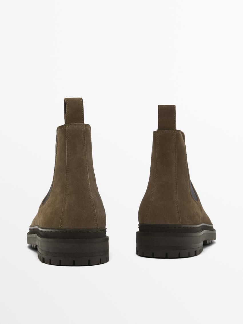Massimo Dutti Split Suede Ankle Men Chelsea Boots Brown Beige | US-VQ2675903