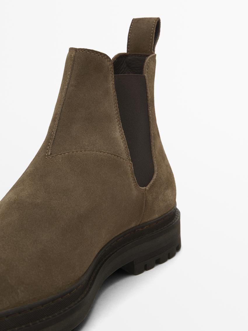 Massimo Dutti Split Suede Ankle Men Chelsea Boots Brown Beige | US-VQ2675903