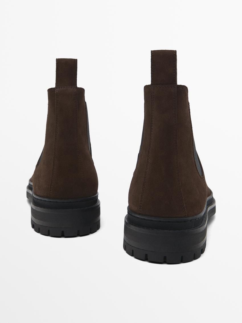 Massimo Dutti Split Suede Ankle Men Chelsea Boots Brown | US-AE0719652