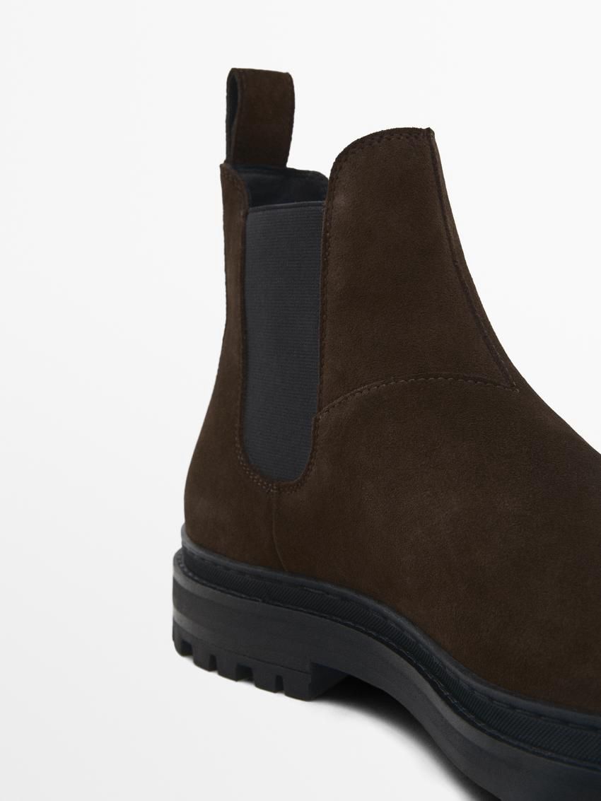Massimo Dutti Split Suede Ankle Men Chelsea Boots Brown | US-AE0719652