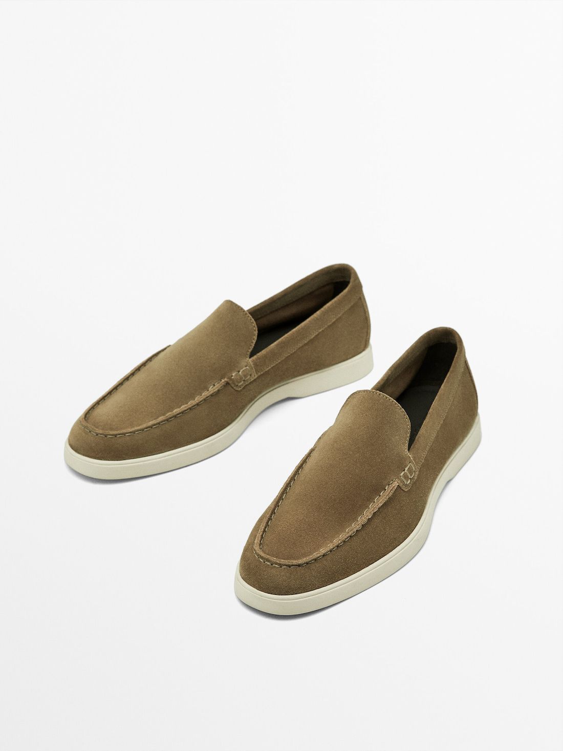 Massimo Dutti Split Suede Leather Men Loafers Brown | US-OV9370241