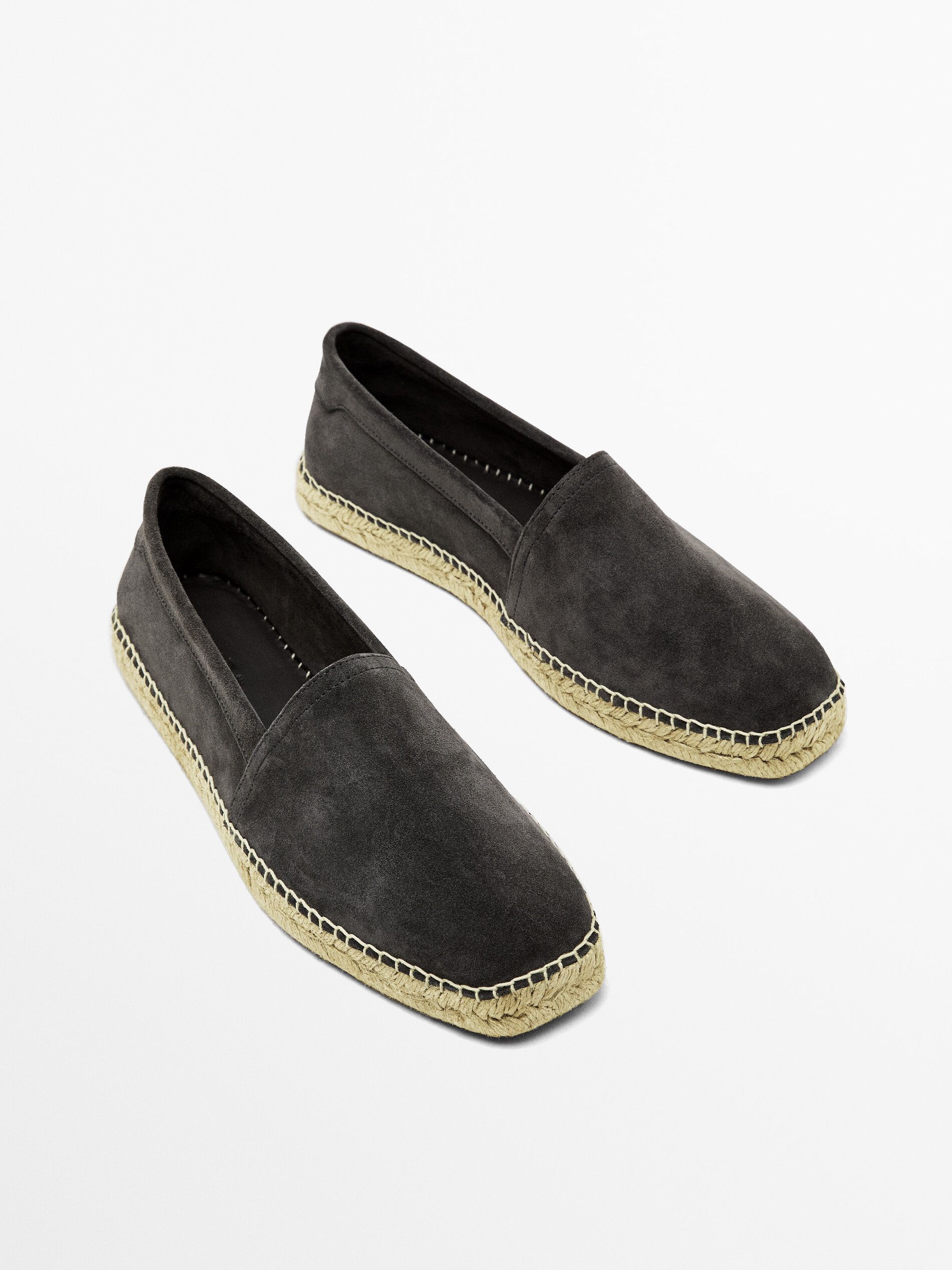 Massimo Dutti Split Suede Men Espadrilles Grey | US-HC1084356