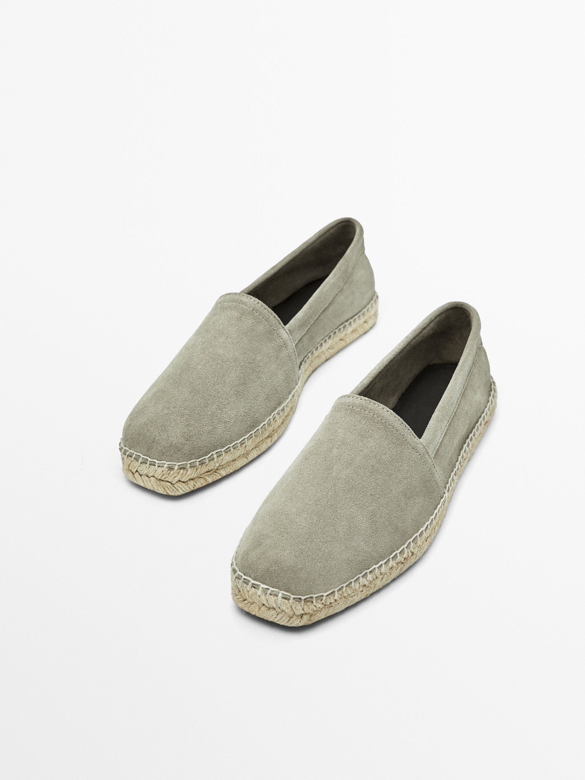 Massimo Dutti Split Suede Men Espadrilles Light Green | US-BF2317845