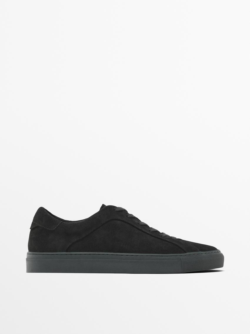 Massimo Dutti Split Suede Men Sneakers Dark Grey | US-AI8572094