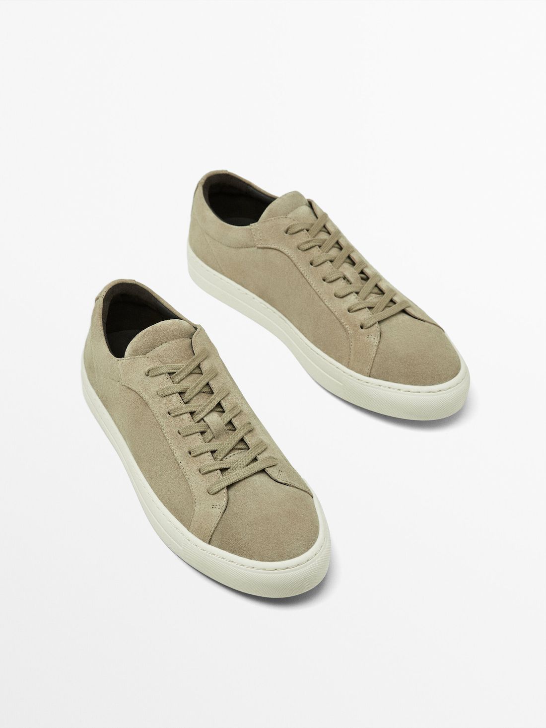 Massimo Dutti Split Suede Men Sneakers Khaki | US-OI1784623