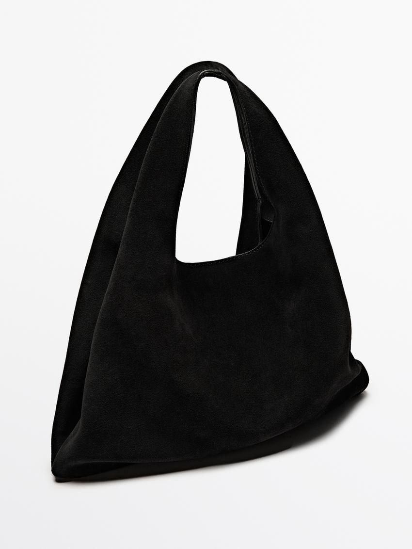 Massimo Dutti Split Suede Mini Women Handbag Black | US-IC4659710