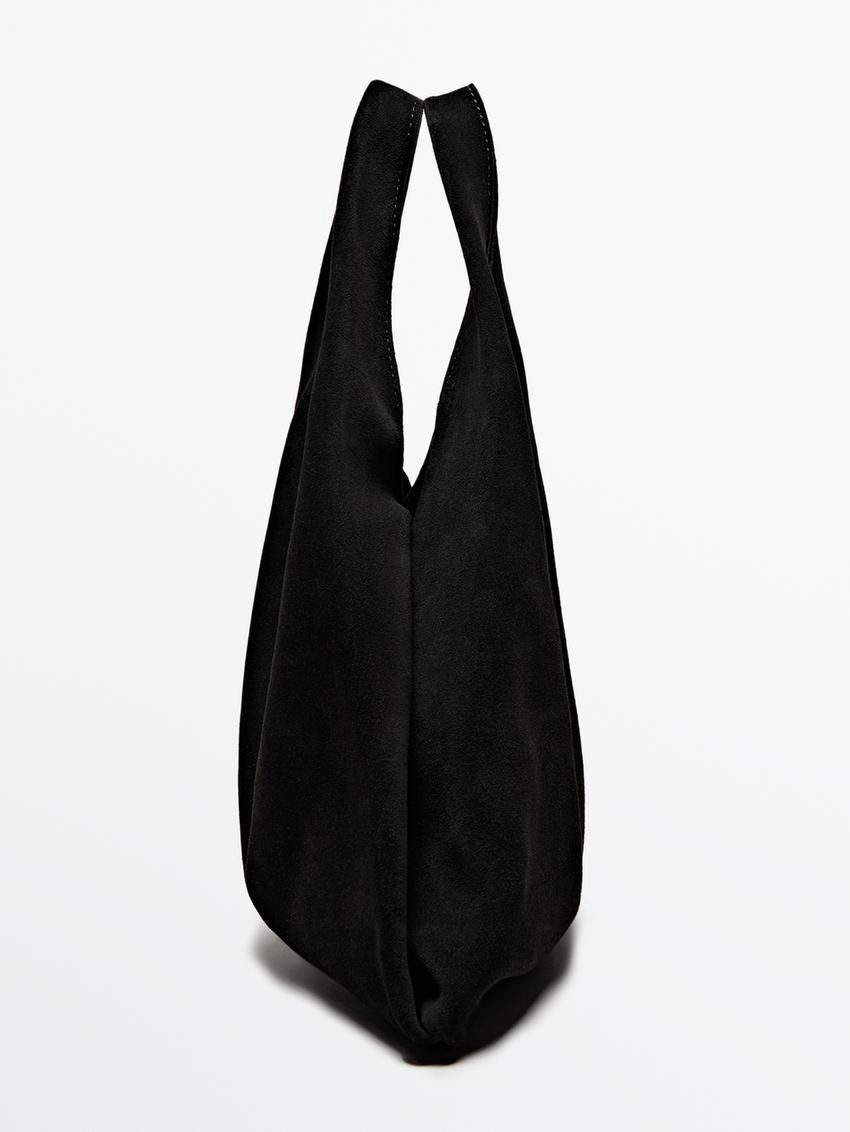 Massimo Dutti Split Suede Mini Women Handbag Black | US-IC4659710