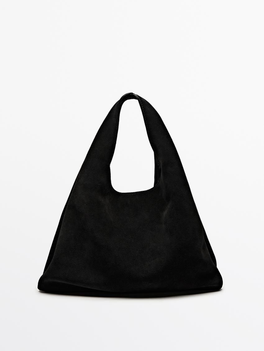 Massimo Dutti Split Suede Mini Women Handbag Black | US-IC4659710
