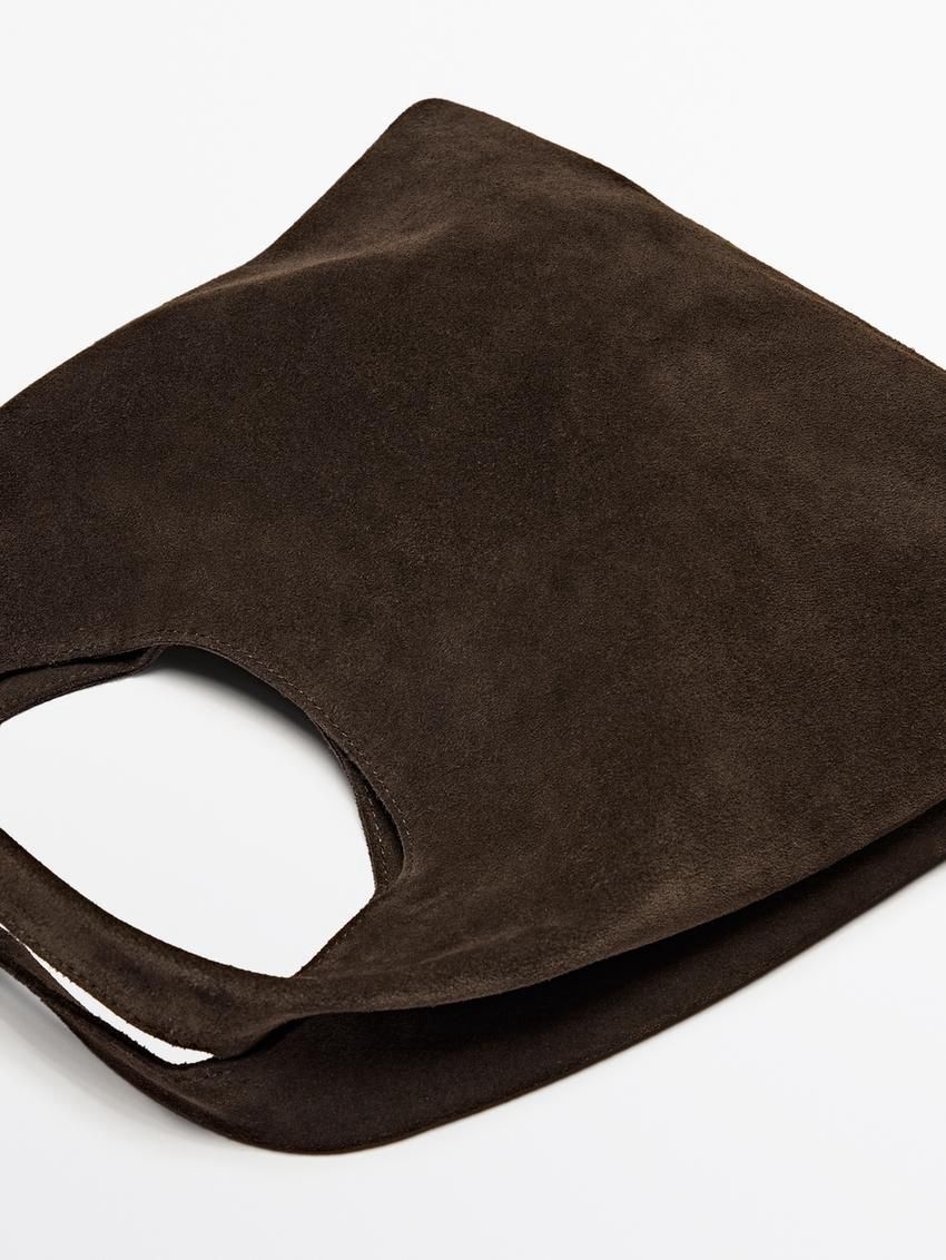 Massimo Dutti Split Suede Mini Women Handbag Brown | US-KF9850763