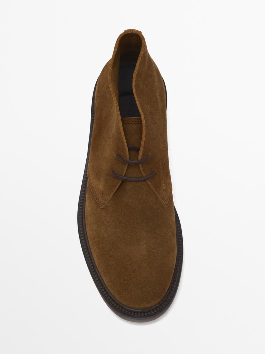 Massimo Dutti Split Suede Safari Men Boots Brown | US-MT1036594