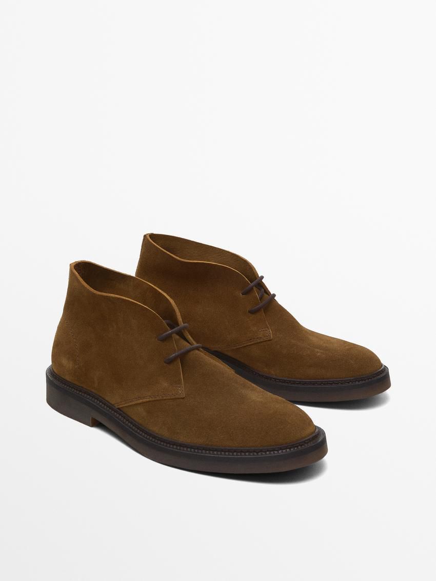 Massimo Dutti Split Suede Safari Men Boots Brown | US-MT1036594