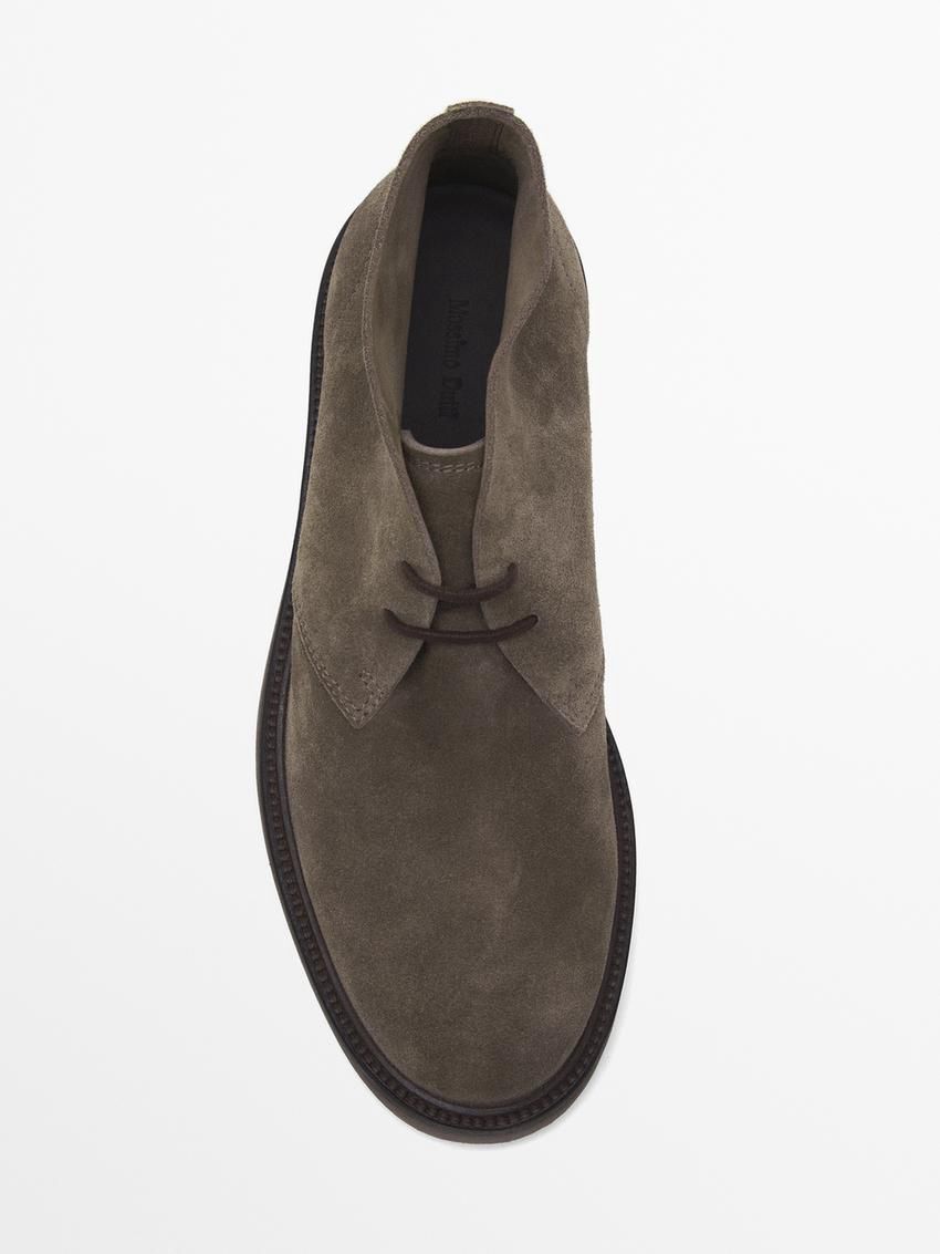 Massimo Dutti Split Suede Safari Men Boots Brown Beige | US-AV3765290