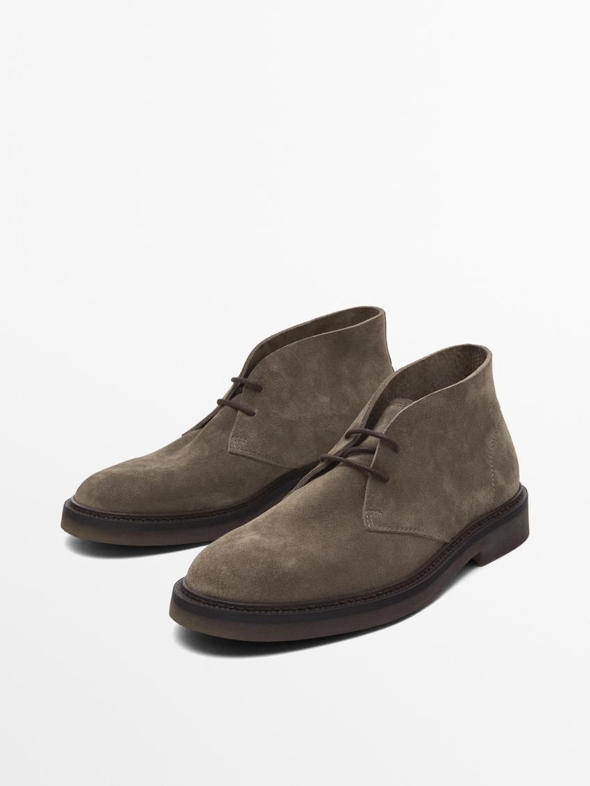 Massimo Dutti Split Suede Safari Men Boots Brown Beige | US-AV3765290